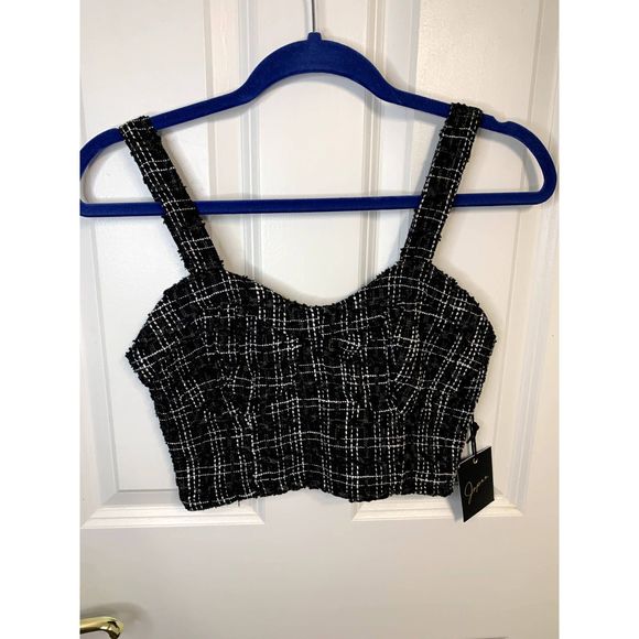 Japna Tops - Japna Black & White Twill Crop Top Size Small - NWT